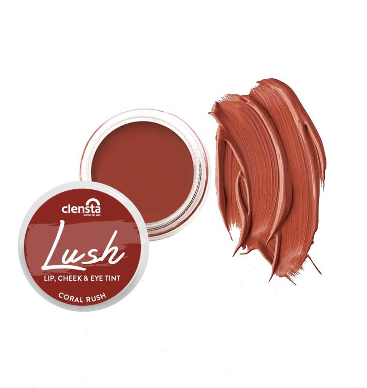 Clensta Lush Blush lip and cheek tint - Coral Rush 5 gm With Red Aloe Vera & Jojoba Oil Lip Stain Price in India