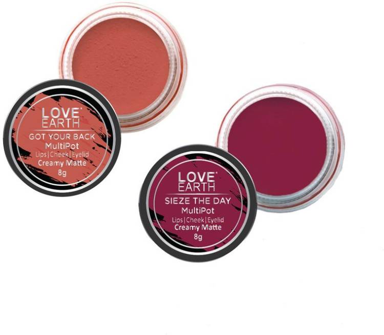 LOVE EARTH Lip Tint & Cheek Tint Combo Coral & Raspberry Pinkfor Lips, Eyelids Cheeks Lip Stain Price in India
