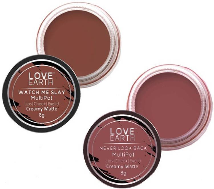 LOVE EARTH Lip Tint & Cheek Tint Combo Ruby Pink & Caramel Brownfor Lips, Eyelids Cheeks Lip Stain Price in India