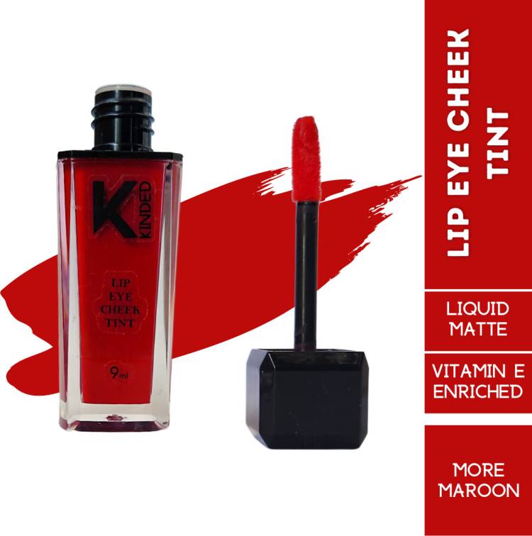 KINDED Lip Eye and Cheek Tint Pigmented Liquid Lip Color More Maroon with Vitamin E Lip Stain Price in India