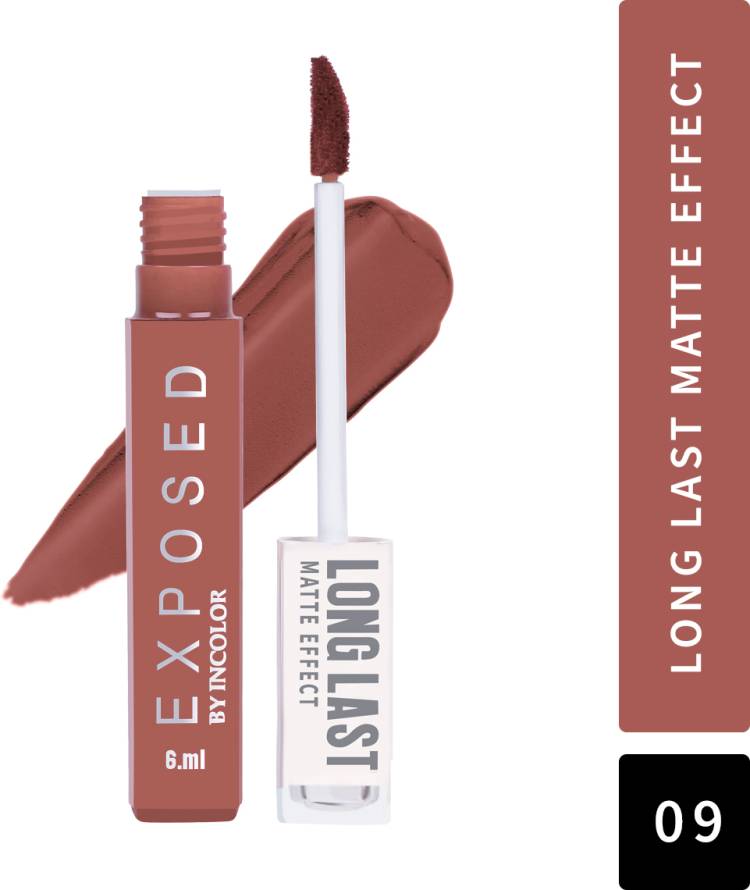 INCOLOR Exposed Long Last Matte Effect Lip Gloss Matte and Liquid Lipstick For Girl & Woman 6 Ml Shade 09 Price in India