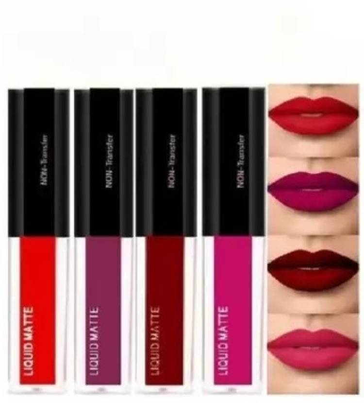 huemic Red Matte Lipsticks Waterproof Pack of 4 PC Price in India
