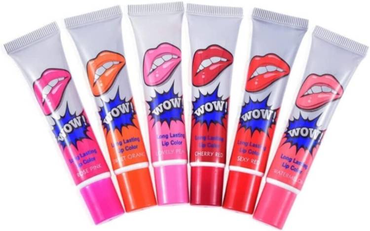 Ashyra WOW Tattoo Color Long Lasting Waterproof Peel Off Mask Lipstick Tint (Pack of 6) Price in India