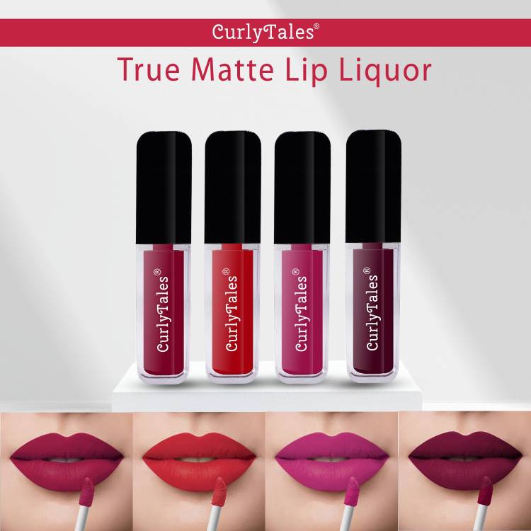 CurlyTales Lighthearted and Matte Premium Finish of Liquid Matte Lipstick Combo #CTL0642 Price in India