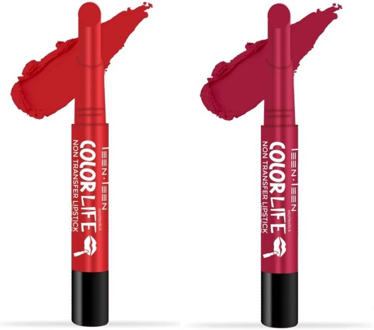 Teen.Teen COLORLIFE NON TRANSFER WATER PROOF LONG LASTING MATTE LIPSTICK (SHADE - 16 & 21) Price in India