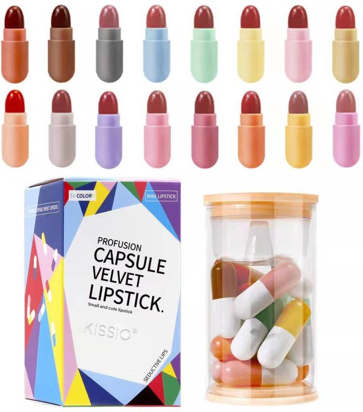 Makeup Fever Capsule Mini Matte Non-transfer Lipstick pack of 16 Price in India