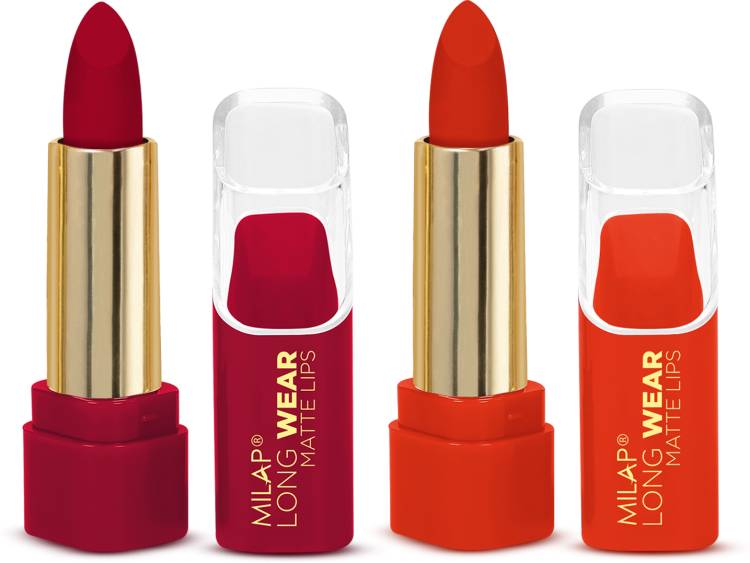 MILAP Long Wear Matte Lipstick Waterproof & Smudge Proof Lipstick Combo Price in India