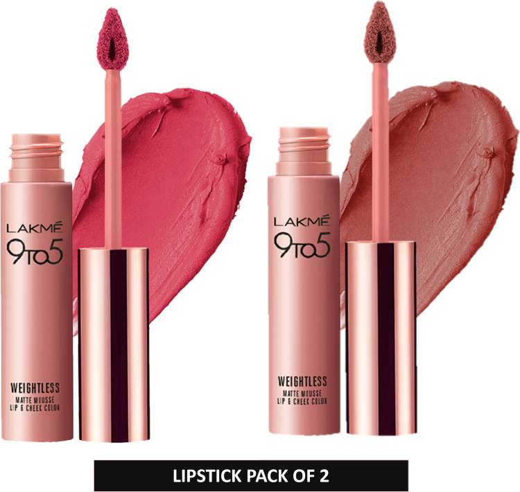 lakme 9to5 Weightless Mousse Lip & Cheek Colour Pack of 2 Price in India