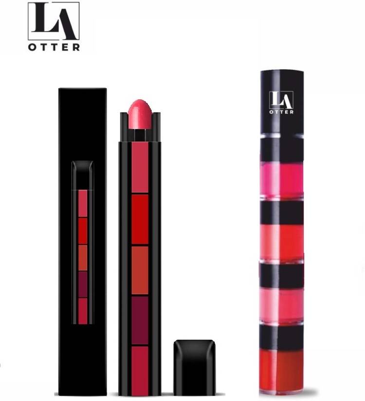 LA OTTER Lipstick combo of 5 in 1 bullet lipstick plus 4 in 1 liquid lipstick Price in India