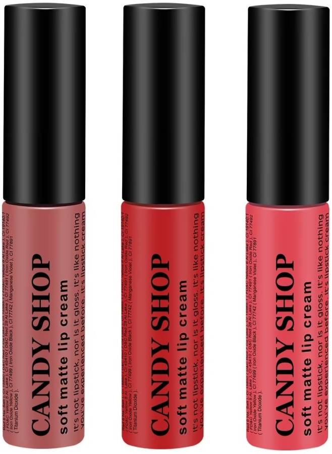 Candy Shop Soft Matte Creamy Lip Gloss sensational Combo Pack Of 3 Price in India