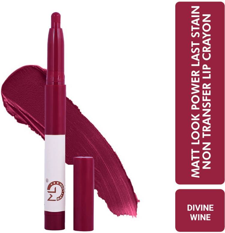 MATT LOOK Power Last Lip Stain Crayon Lipstick,Luxurious Creamy Matte, Divine Wine Price in India