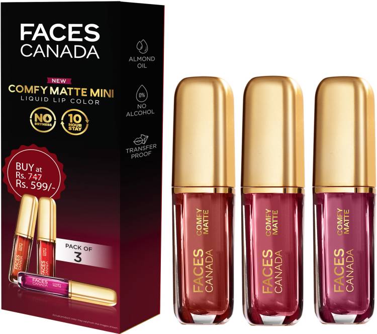 FACES CANADA Comfy Matte Mini Liquid Lipstick Combo I Price in India