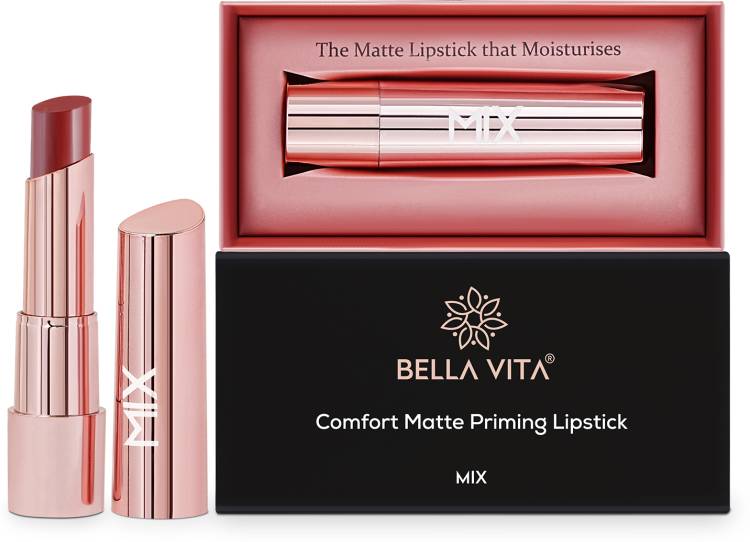 Bella vita organic Comfort Warm Red Matte Priming Lipstick | Smudge Proof & Water Resistant Price in India