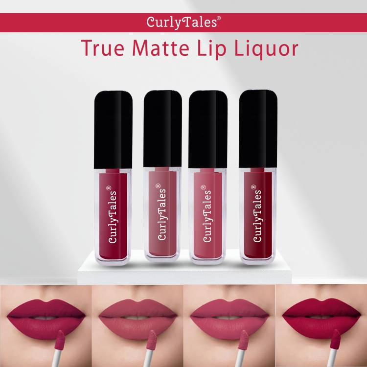 CurlyTales Lighthearted and Matte Premium Finish of Liquid Matte Lipstick Combo #CTL0634 Price in India