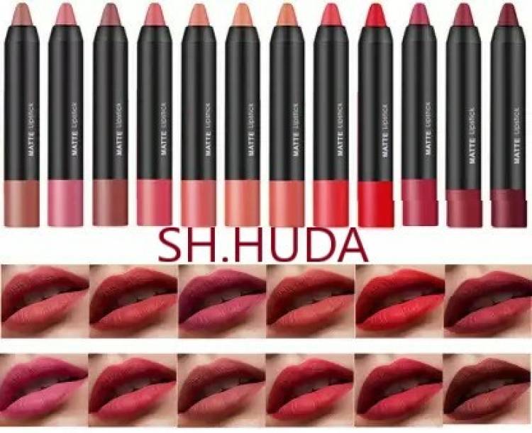 Sh.Huda Beauty Kiss Proof Ultra Smooth Pencil Lip Liner L-a-k-m-e- Lipstick Set Of 12 Price in India