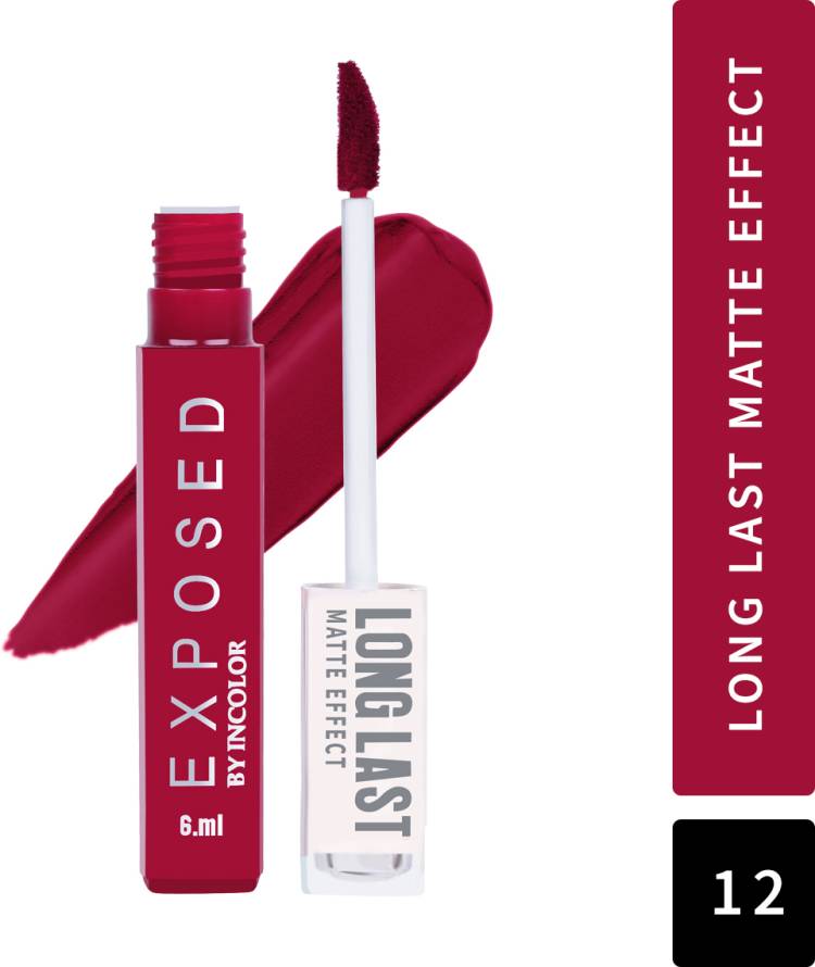 INCOLOR Exposed Long Last Matte Effect Lip Gloss Matte and Liquid Lipstick For Girl & Woman 6 Ml Shade 12 Price in India