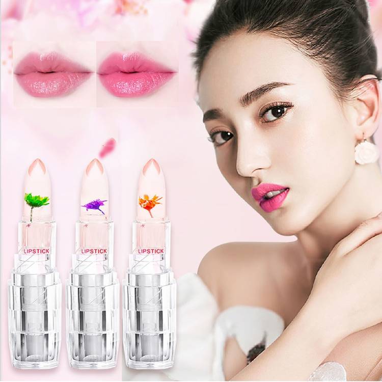tanvi27 Flower Jelly Crystal Lipstick Glossy Color Change Lipstick Combo Price in India