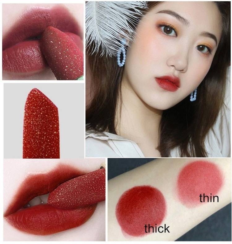 imelda Glitter Lipstick New Color Matte chocolate Lips Makeup Waterproof Shimmer Lip Lip Stain Price in India