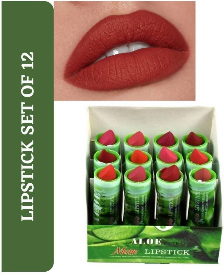 rezmay Insta Beauty Green Tea Enrich Creamy Matte Premium Lipstick Pack of 12 Price in India