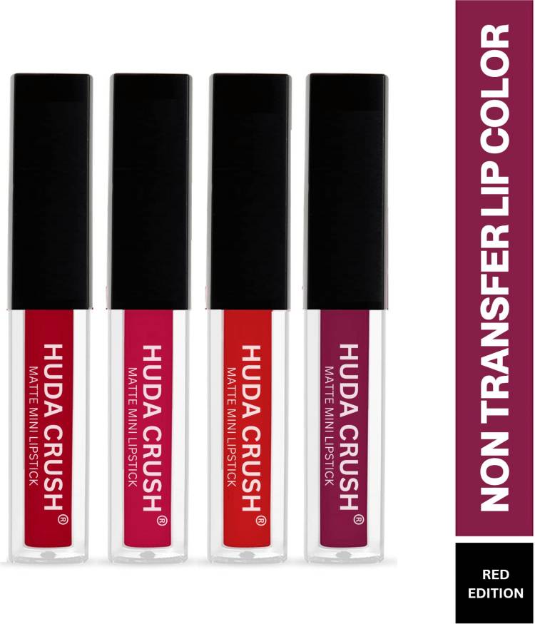 HUDA CRUSH Mini Beauty Lipsticks Combo Pack of 4 Liquid Lipstick, Red Edition Price in India
