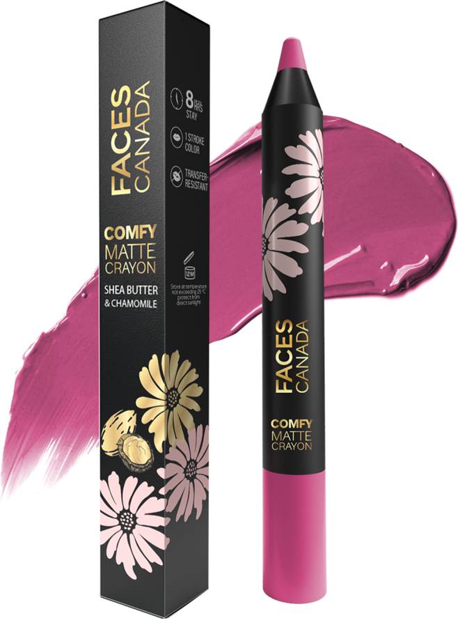 FACES CANADA Comfy Matte Crayon | Chamomile & Shea Butter | Pink me up 08 2.8g Price in India