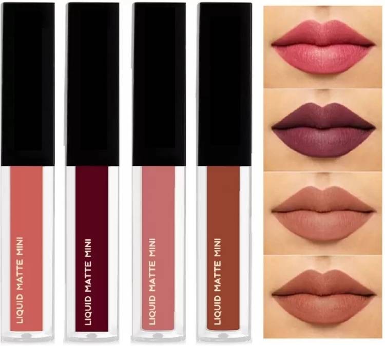 Kribeau Non Transfer Waterproof Long lasting Liquid Matte Mini Lipstick Combo Pack Of 4 Price in India