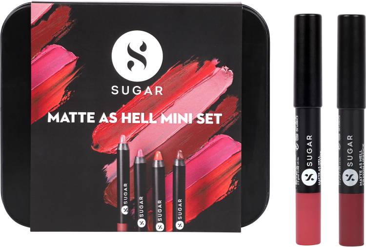 SUGAR Cosmetics Matte As Hell Mini Lipstick Set|Bold & Silky Matte Finish, Lasts Up to 12 hours Price in India