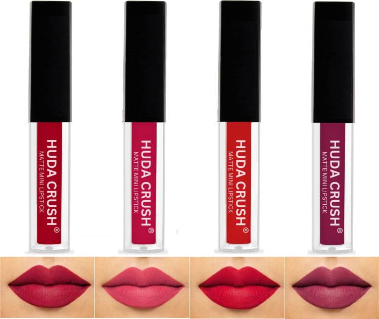 HUDA CRUSH Beauty SuperStay WaterProof Sensational Liquid Matte Red Lipstick Set of 4 Price in India