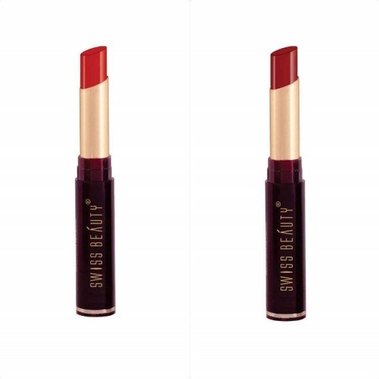 SWISS BEAUTY Non-Transfer Matte Lipstick (SB-209-02+03)Orange Red+Athena Pack of 2 Price in India