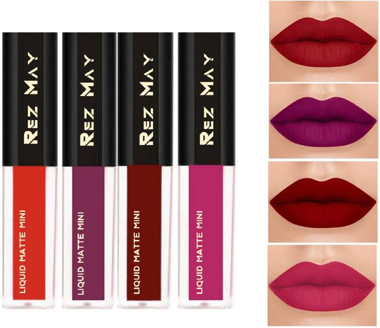 rezmay Beauty Promo Pack Sensational Liquid Matte Lipstick Set of 4 + 1 EyeLiner Price in India