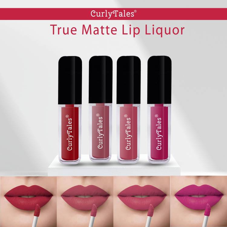 CurlyTales Lighthearted and Matte Premium Finish of Liquid Matte Lipstick Combo #CTL0506 Price in India