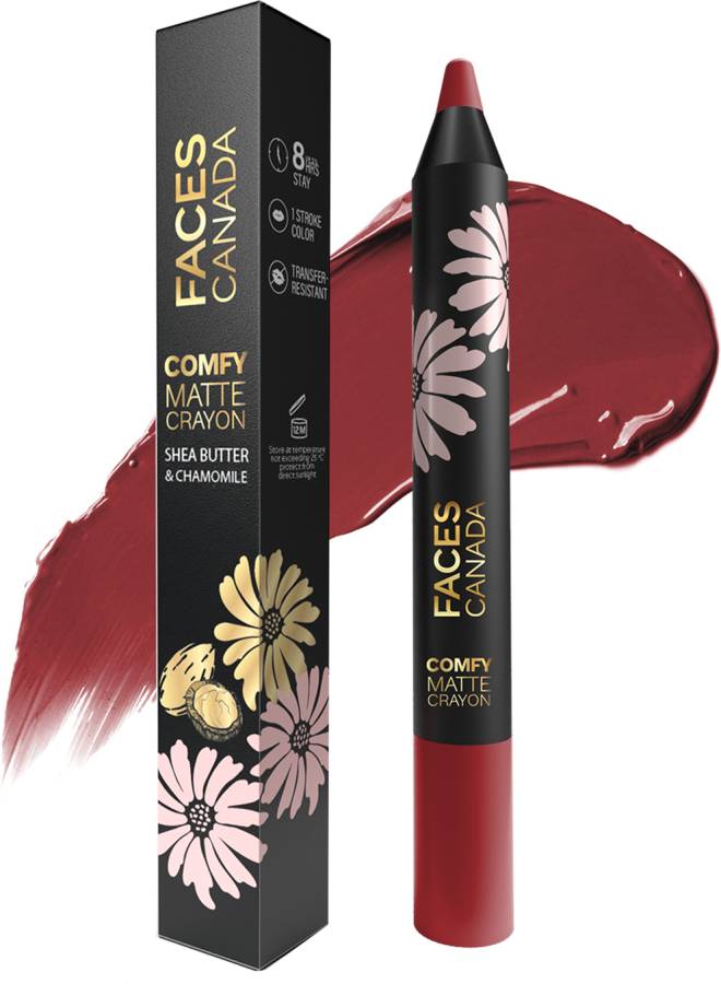FACES CANADA Comfy Matte Crayon | Chamomile & Shea Butter | Lips Dont lie 07 2.8g Price in India