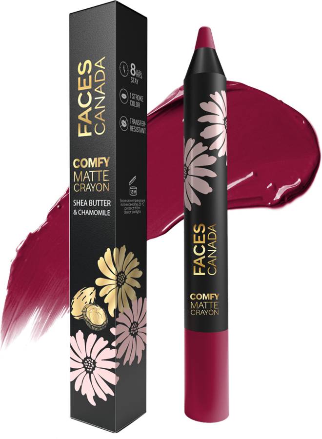 FACES CANADA Comfy Matte Crayon | Chamomile & Shea Butter | Lipsync 03 2.8g Price in India