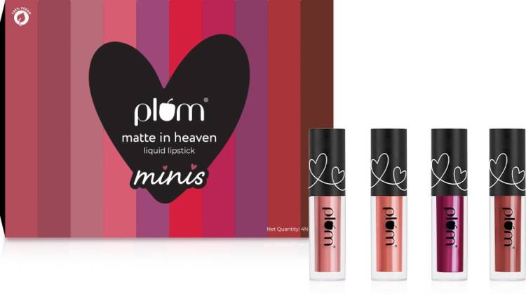 Plum Matte In Heaven Liquid Lipstick Minis | Set Of 4 | Non-Drying | Smudge-Proof Price in India
