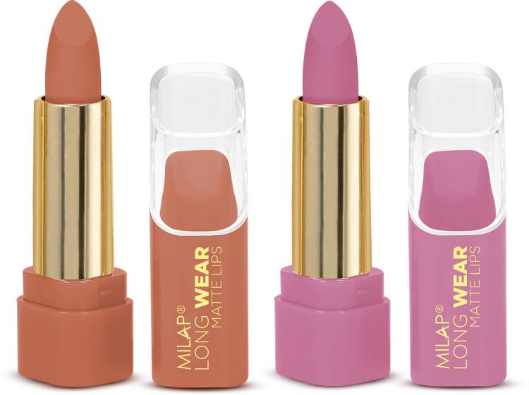 MILAP Long Wear Matte Lipstick Waterproof & Smudge Proof Lipstick Combo Price in India