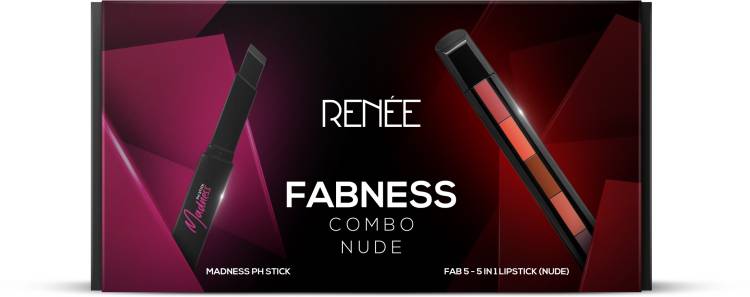 Renee Fabness Combo Nude, Fab 5 Nude 5 In 1 Lipstick & Madness PH Stick 3gm Price in India