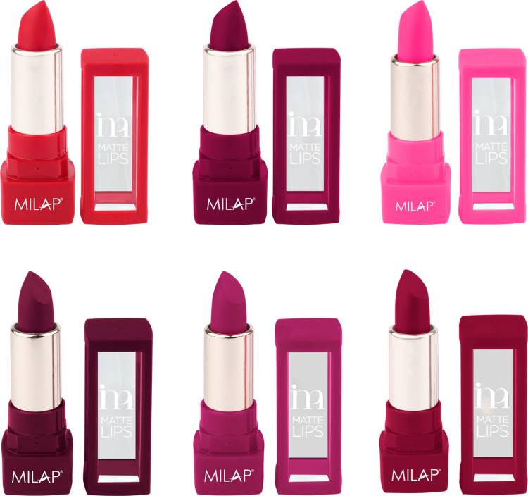 MILAP Long Stay Matte Lipstick Combo Pack Of 6 Price in India