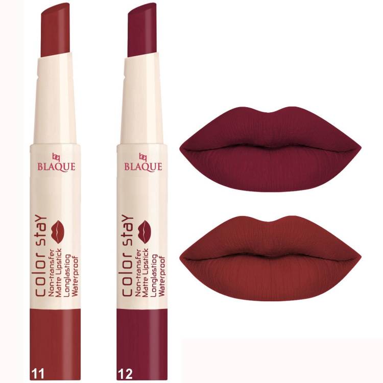 bq BLAQUE Color Stay Long Lasting Matte Lipstick, Shade 11-12 Price in India