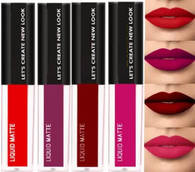 Kamz Beauty Non Transfer Waterproof Long Liquid Matte Mini Lipstick Combo Pack Of 4 Price in India