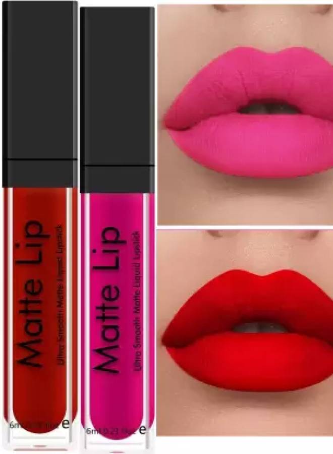 BLUSHIS The Red and Pink Edition Waterproof Matte Liquid Lipstick Combo of 2 pc Price in India