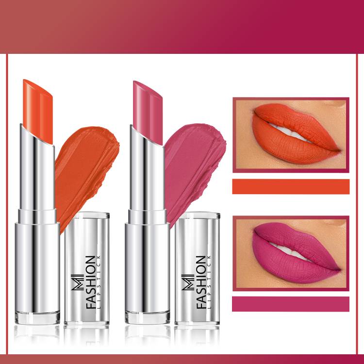 MI FASHION Skin Friendly Vegan Lipsticks Set Cr�me Matte Vitamin e Enriched Combo of 2 Code no 1575 Price in India