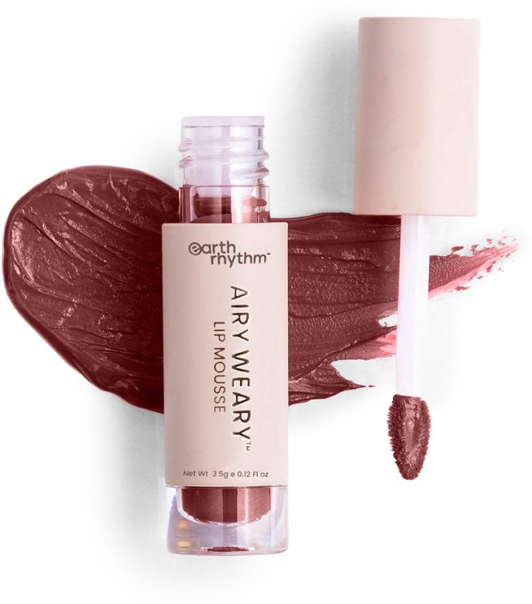 Earth Rhythm Airy Weary Lip Mousse Long Wear Liquid Matte Finish Lipstick, Travly - 3.5gm Price in India