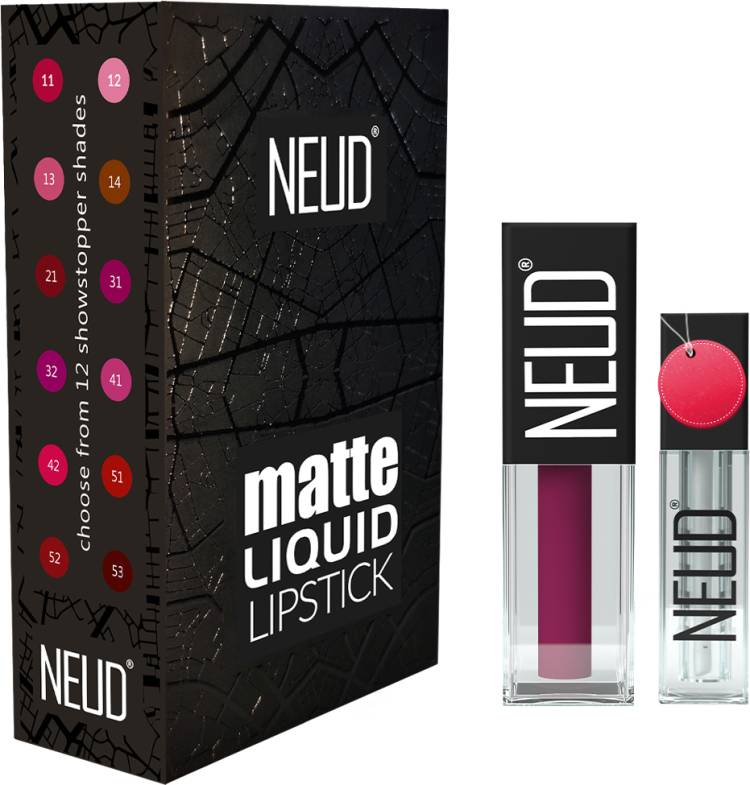 NEUD Matte Liquid Lipstick Mauve-a-licious with Lip Gloss - 1 Pack Price in India