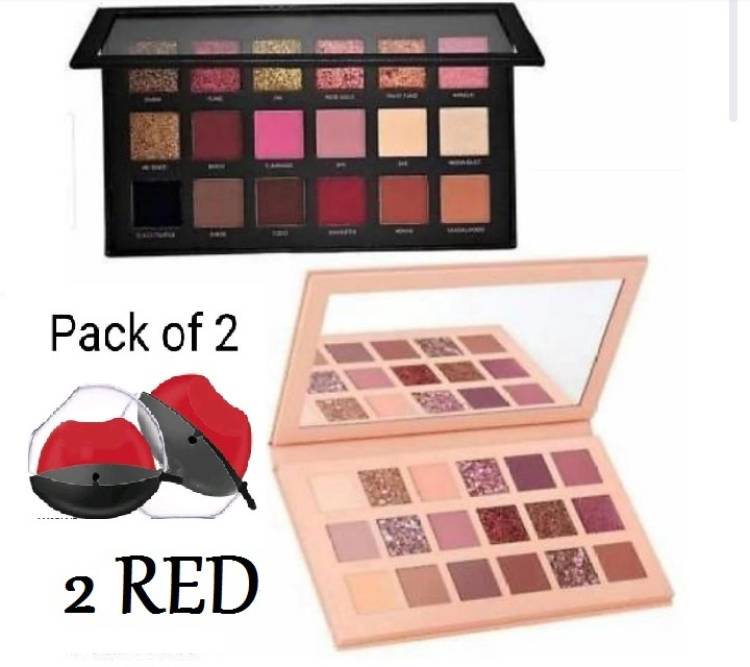 Winble NUDE SHADE AND ROSE GOLD EYESHADOW + RED APPLE SOFT LIPSTICK Price in India