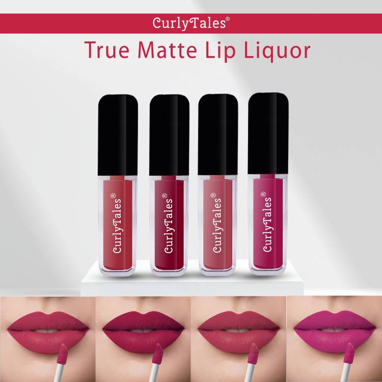 CurlyTales Lighthearted and Matte Premium Finish of Liquid Matte Lipstick Combo #CTL0602 Price in India