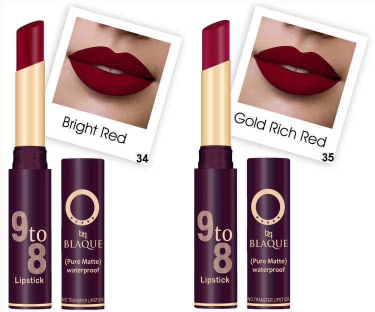 bq BLAQUE Pure Matte 9 to 8 Long Stay Waterproof Lipstick Shade 34-35 Price in India