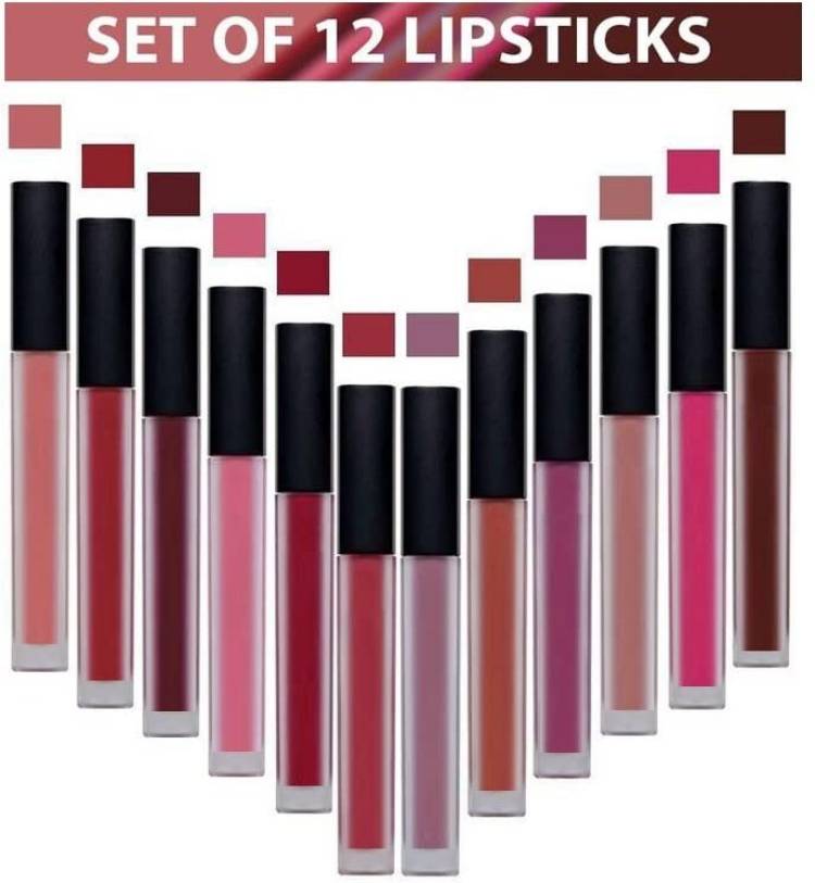 ZAALIQA Swiss Edition Set of 12 Beauty Liquid Lipstick Matte Finish Lipsticks Combo Pack Price in India