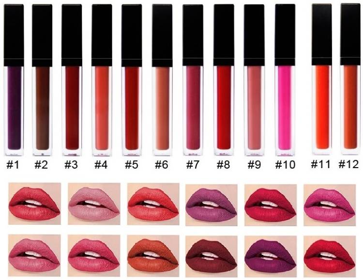 rezmay Beauty 12 Piece Non Transfer Liquid Matte Water Proof Lipstick Combo Pack Price in India