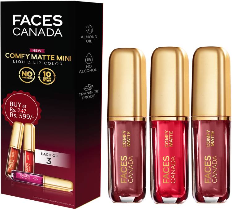 FACES CANADA Comfy Matte Mini Liquid Lipstick Combo I NoteToSelf + GettingReady+JustSoYouKnow Price in India