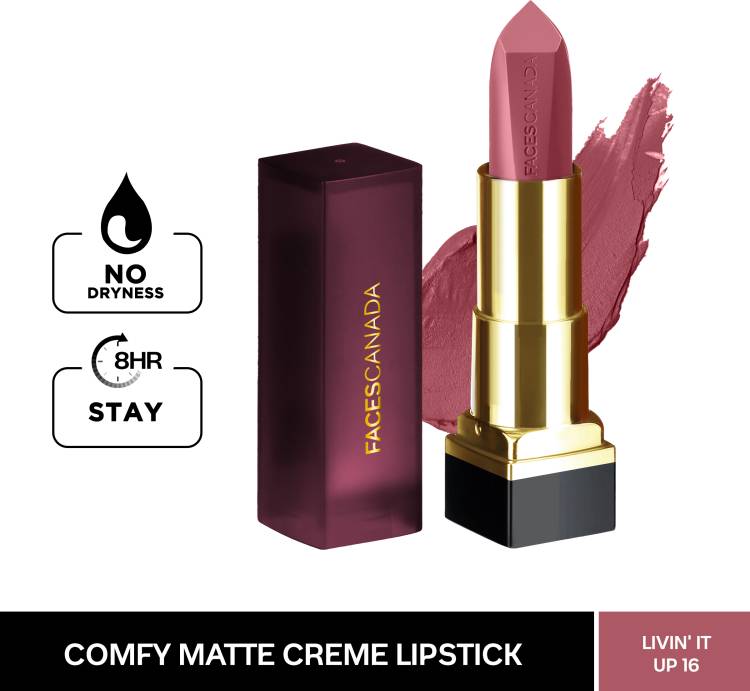 FACES CANADA Comfy Matte Crème Lipstick - Livin' It Up 16 | 8HR Long Stay | Intense Color Price in India